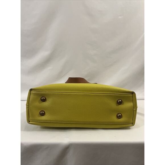 Fossil Austin Fab Shopper Tote Citrus Yellow Tan Coated Canvas Book Beach Bag - Picture 6 of 14